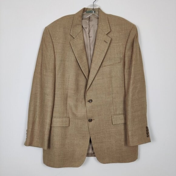 Lauren Ralph Lauren Other - Ralph Lauren Men's Blazer Tan Jacket Size 44L Silk Linen Lambswool Quiet Luxury